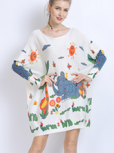 Suéter con estampado de elefante de largo midi para mujer con lunares